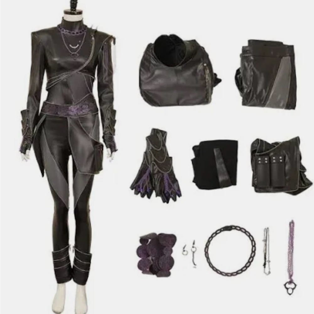 Kpop Demon Hunters - Rumi Women Black Battle Suit Costume Full Set With Wig - Picture 10 of 16